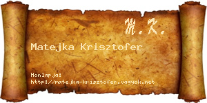 Matejka Krisztofer névjegykártya
